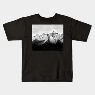 Black Snow Valley Mountain Kids T-Shirt